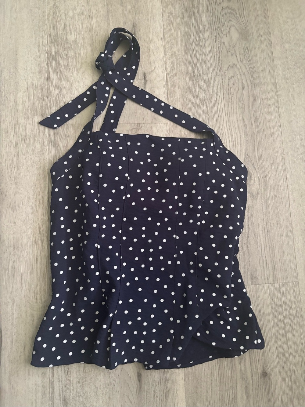 Velvet Navy with White Polka Dot Halter Camisole